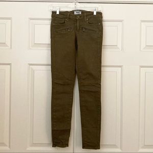 Paige Jeans olive green cargo skinny jeans size 26